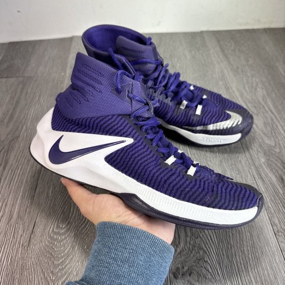 Nike Zoom Clear Out Hi Top Basketball Shoes Purple/White